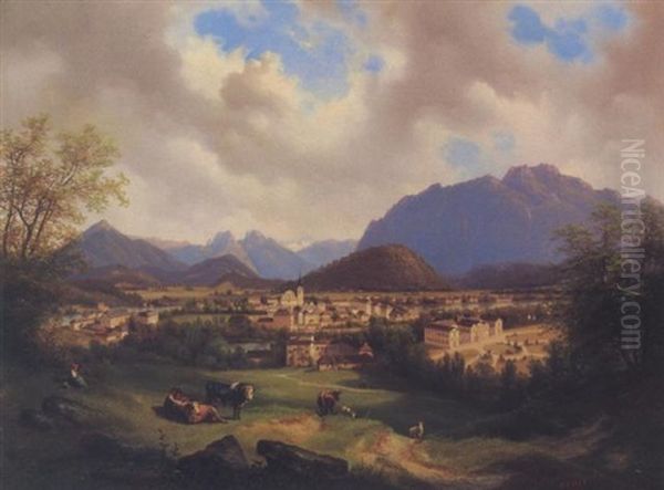 Bad Ischl Oil Painting by Carl Hasch