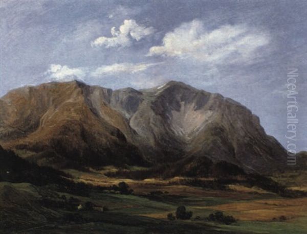 Schneeberg Von Puchberg Aus Gesehen Oil Painting by Carl Hasch