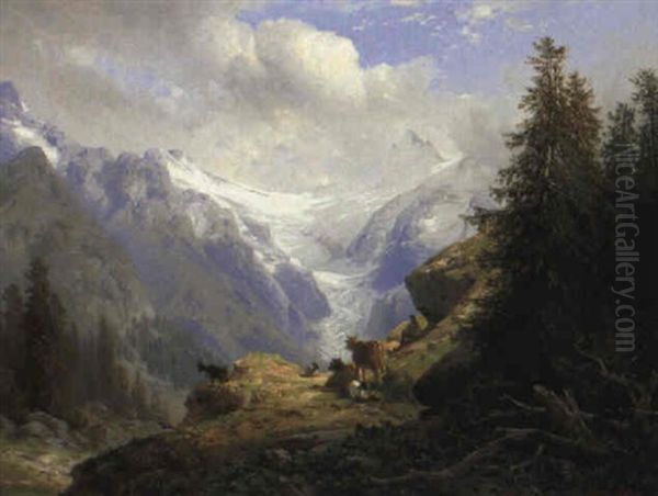 Partie In Den Hohen Tauern Oil Painting by Carl Hasch