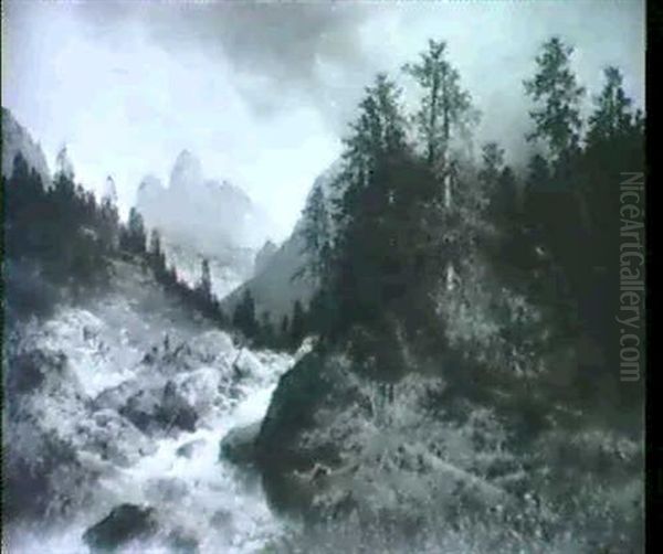 Unwetter In Den Dolomiten Oil Painting by Carl Hasch