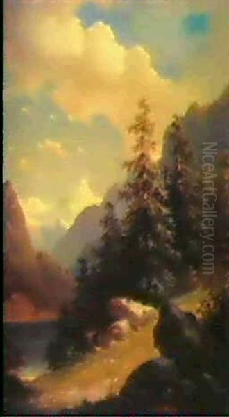 Gebirgslandschaft In Tirol Oil Painting by Carl Hasch