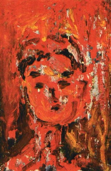 Red Face Of A Girl Oil Painting by Toshiyuki Hasegawa