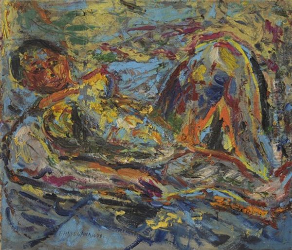 Reclining Nude Oil Painting by Toshiyuki Hasegawa