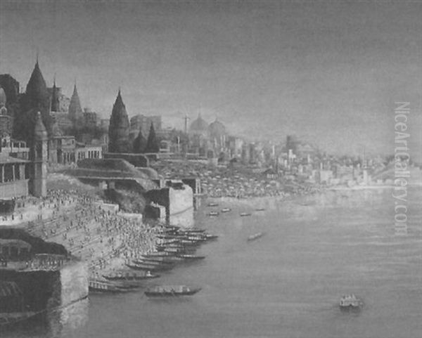 On The Ganges, Benares, India Oil Painting by Charles Field Haseltine