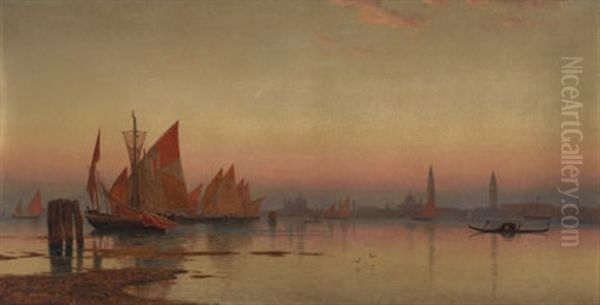 Venetian Coastline At Sunset Oil Painting by William Stanley Haseltine