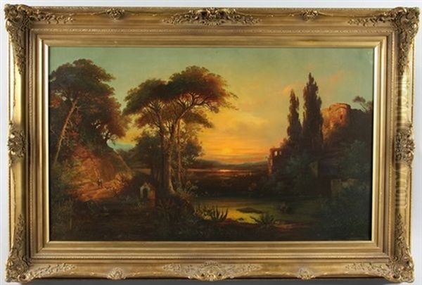 Italian Romantic Landscape Oil Painting by William Stanley Haseltine