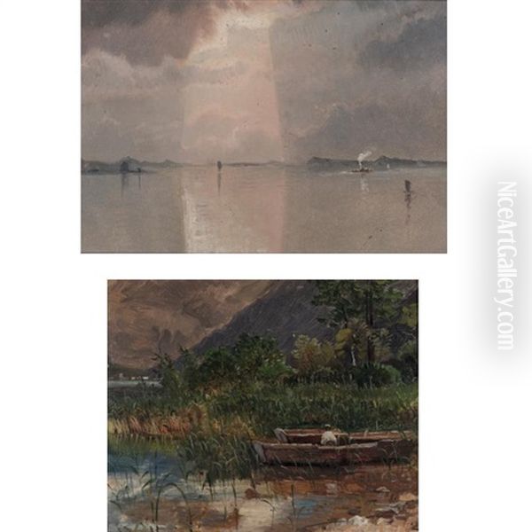 A Break In The Clouds (+ A Reeded Water Inlet, Smlr; Pair) Oil Painting by William Stanley Haseltine