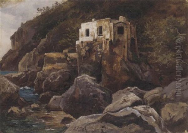 Bay Of Naples, Near Sorrento Oil Painting by William Stanley Haseltine