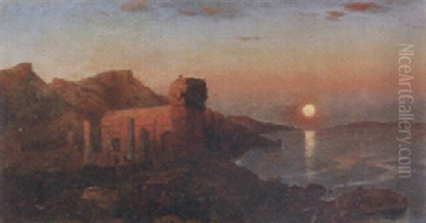 Sunset Over The Ruins Oil Painting by William Stanley Haseltine