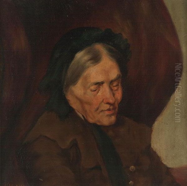 Portrait Einer Schwarzwaldbauerin Mit Braunem Mantel Oil Painting by Wilhelm Gustav Friedrich Hasemann