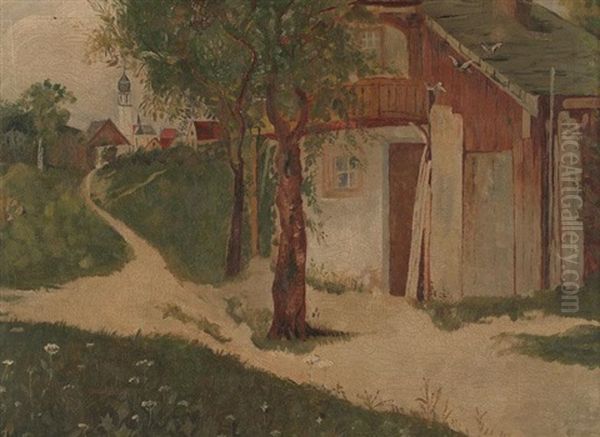 Dorf Mit Kirche Im Schwarzwald Oil Painting by Wilhelm Gustav Friedrich Hasemann