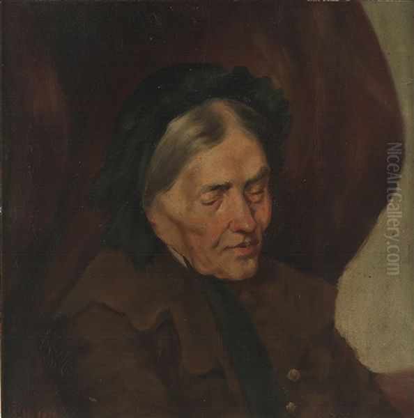 Portrait Einer Schwarzwaldbauerin Mit Braunem Mantel Oil Painting by Wilhelm Gustav Friedrich Hasemann