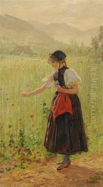 Junge Gutacherin Am Ahrenfeld Oil Painting by Wilhelm Gustav Friedrich Hasemann