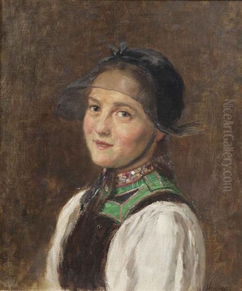 Portrait Of A Young Lady Oil Painting by Wilhelm Gustav Friedrich Hasemann