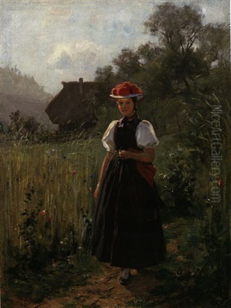 Junge Gutacherin Nahe Schwarzwald-bauernhof Oil Painting by Wilhelm Gustav Friedrich Hasemann