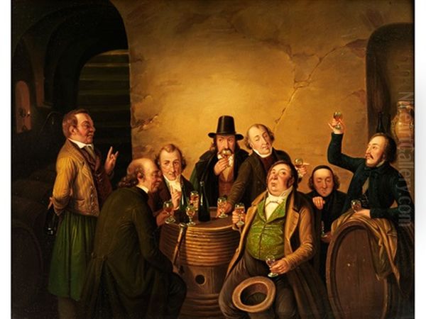 Die Weinprobe Oil Painting by Johann Peter Hasenclever