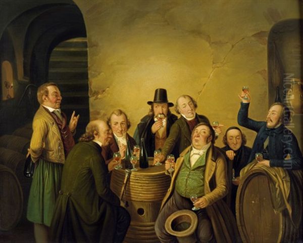 Die Weinprobe Oil Painting by Johann Peter Hasenclever