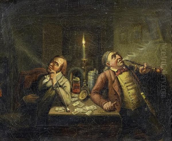 Die Entzweiten Kartenspieler Oil Painting by Johann Peter Hasenclever