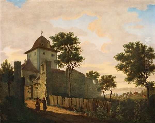 Uberlingen Near Lake Constance Oil Painting by Carl Georg Adolph Hasenpflug