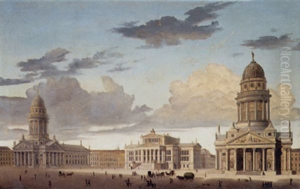 Blick Auf Den Gendarmenmarkt Oil Painting by Carl Georg Adolph Hasenpflug