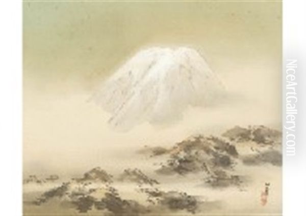 Mt. Fuji Morning Fog Oil Painting by Kansetsu Hashimoto