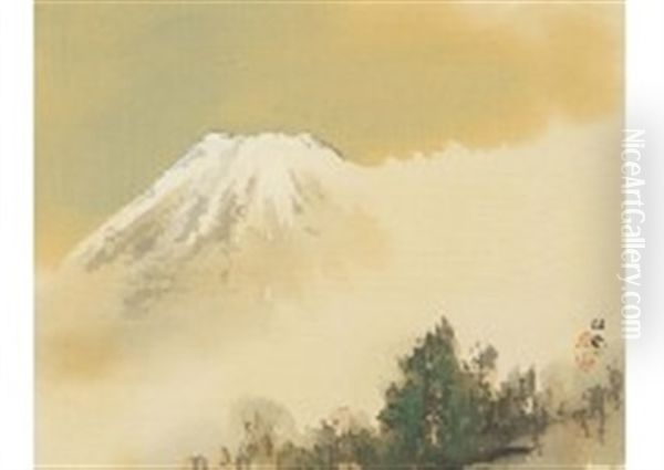 Morning Light Of Mt. Fuji Oil Painting by Kansetsu Hashimoto