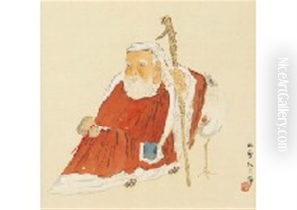 Fortune Old Man Oil Painting by Kansetsu Hashimoto