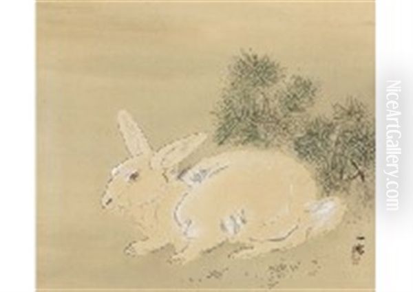 Rabbit Oil Painting by Kansetsu Hashimoto