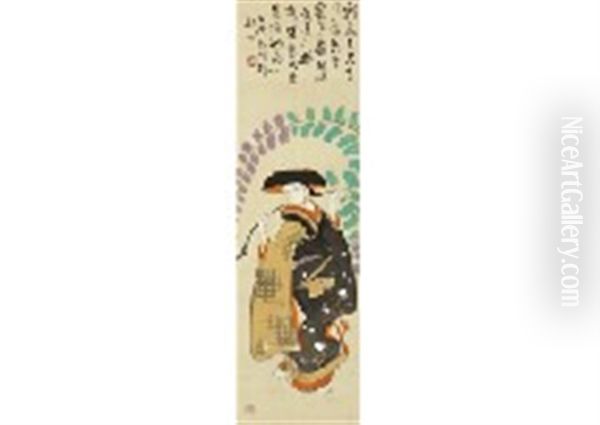 Otsue, Fujimusume Oil Painting by Kansetsu Hashimoto