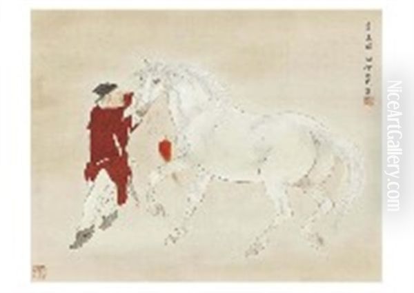 Horse For Tribute Oil Painting by Kansetsu Hashimoto