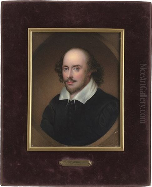 William Shakespeare (1564-1616) In Schwarzem Rock Mit Weisem Kragen Oil Painting by John Haslem