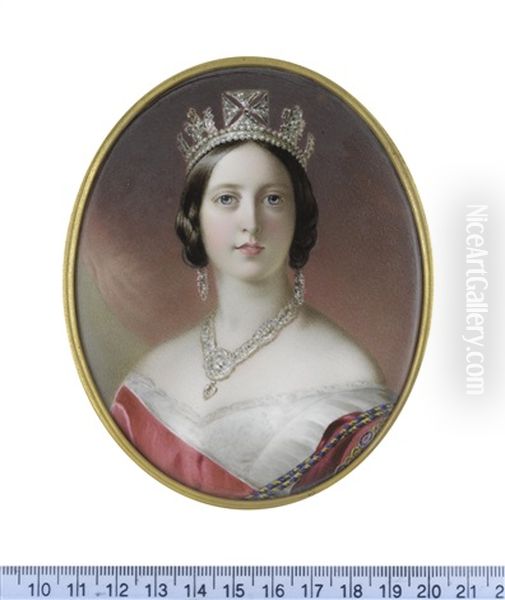 Queen Victoria (1819-1901), Queen Of The United Kingdom Of Great Britain And Ireland (1837-1901), Empress Of India (1876-1901), Wearing White... Oil Painting by John Haslem