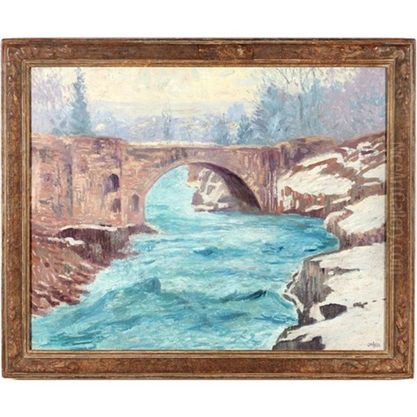 The Viaduct, Little Falls, Nj Oil Painting by William N. Hasler