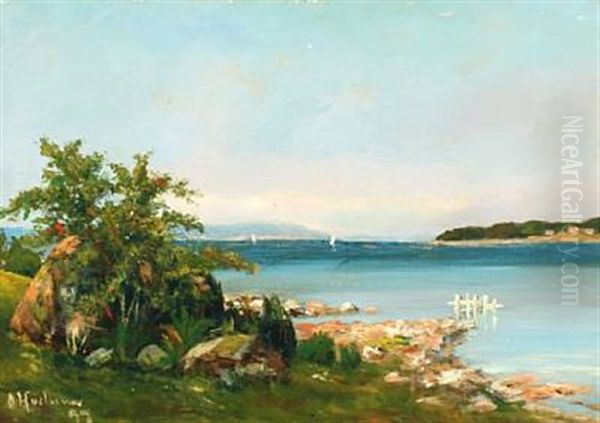 Danish Summerscape Oil Painting by Otto Haslund