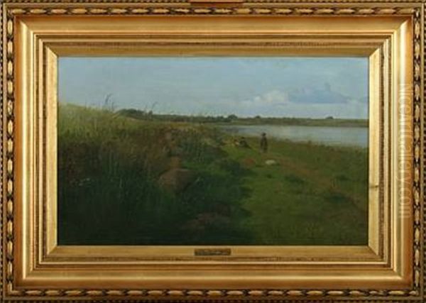 Costal Scenery With Persons Oil Painting by Otto Haslund