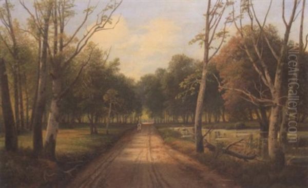 Walking On A Rural Road, 1904 Oil Painting by Siegfried Hass