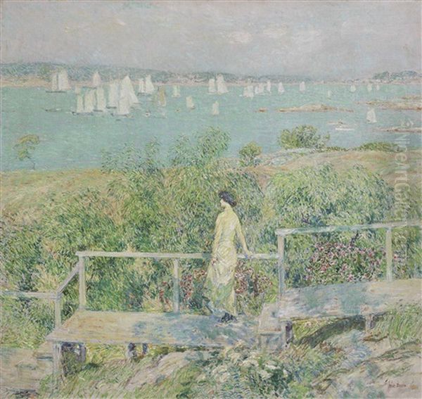 The Yachts, Gloucester Harbor Oil Painting by Childe Hassam