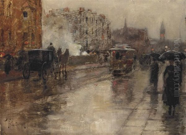 Rainy Day, Boston Oil Painting by Childe Hassam