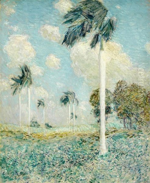 Royal Palms, Melena, Cuba Oil Painting by Childe Hassam