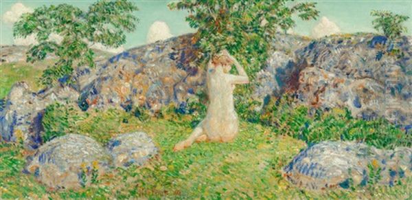 The Rocks Of Cape Ann Oil Painting by Childe Hassam