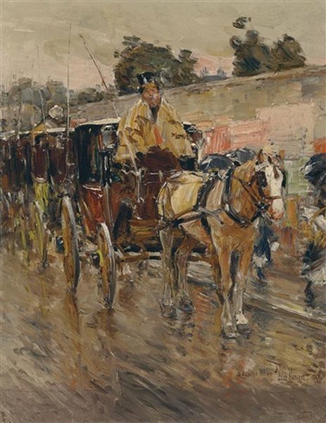 The Old Paris Cab Stand Oil Painting by Childe Hassam