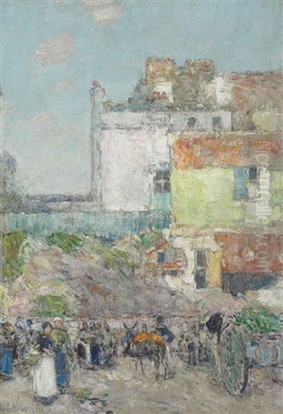 Marche St. Pierre, Montmartre Oil Painting by Childe Hassam