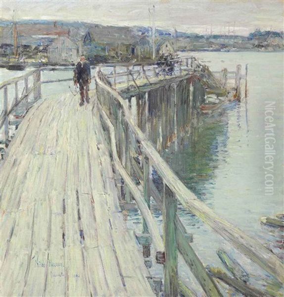 Dock Scene, Gloucester Oil Painting by Childe Hassam