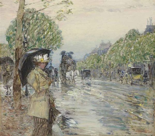 Rainy Day, On The Avenue Oil Painting by Childe Hassam