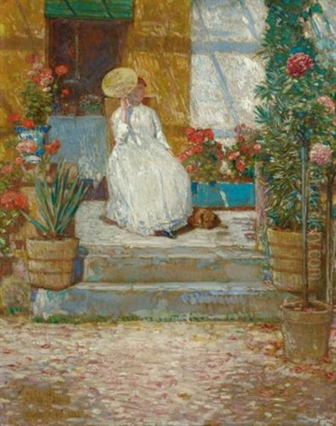 In The Sun Oil Painting by Childe Hassam