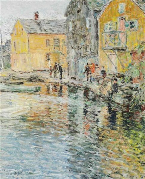 The Smelt Fishers, Cos Cob, Connecticut Oil Painting by Childe Hassam