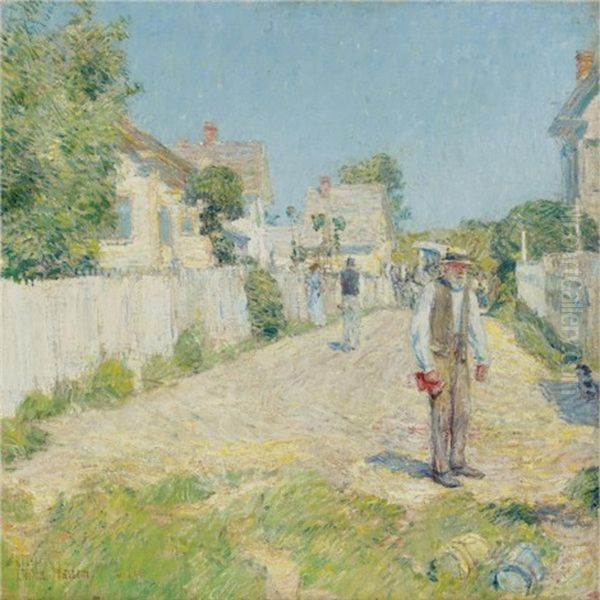 Street In Gloucester Oil Painting by Childe Hassam