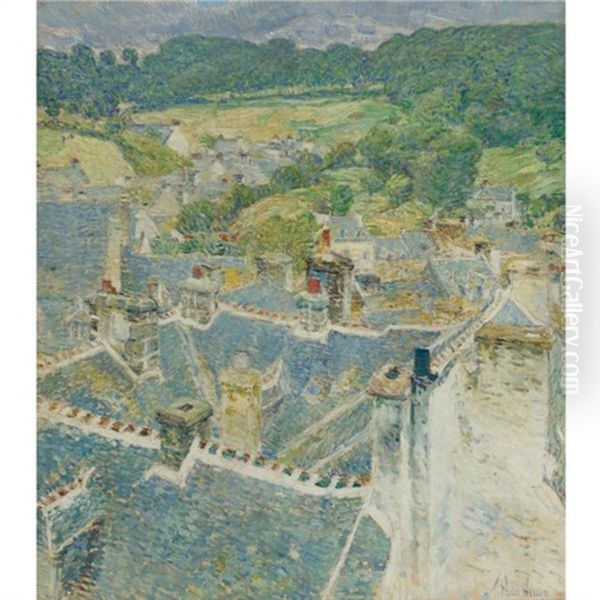 Rooftops, Pont-aven, Brittany Oil Painting by Childe Hassam