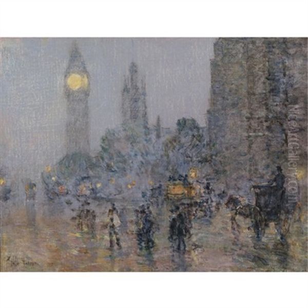 Nocturne - Big Ben Oil Painting by Childe Hassam