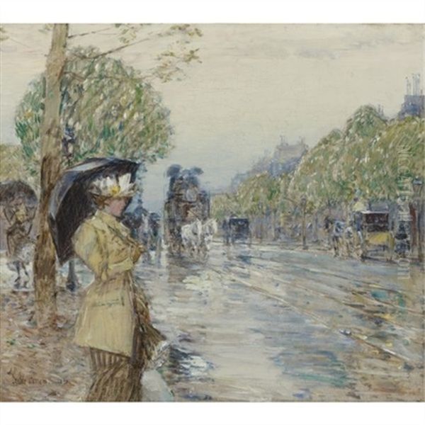 Rainy Day On The Avenue Oil Painting by Childe Hassam